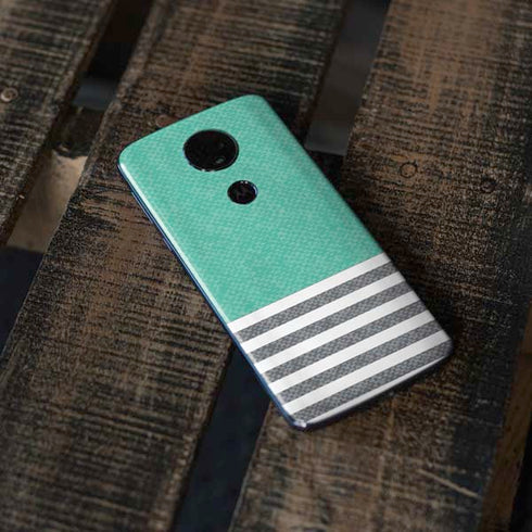 Teal and Grey Stripes Moto E5 Plus Skin