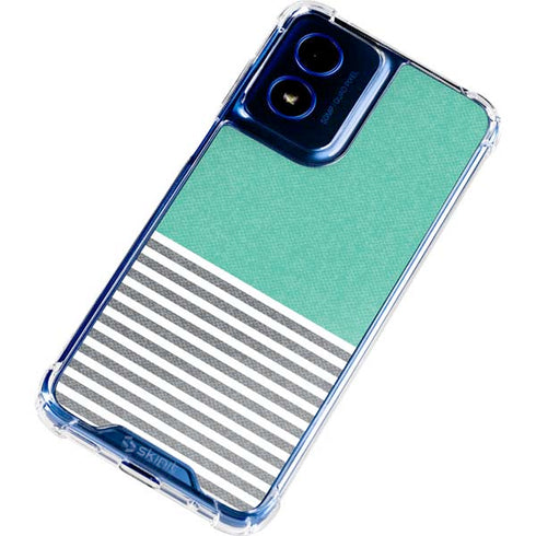 Teal and Grey Stripes Moto G 5G (2024) Clear Case