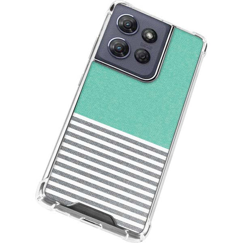 Teal and Grey Stripes Moto G Play 5G (2025) Clear Case