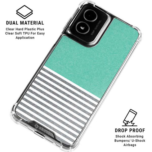 Teal and Grey Stripes Moto G Power 5G (2024) Clear Case