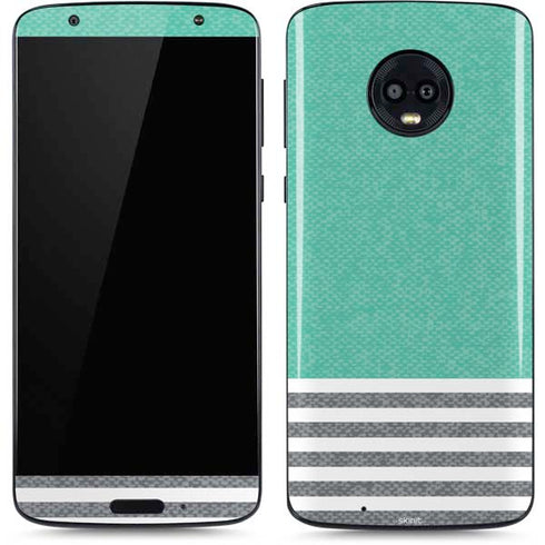 Teal and Grey Stripes Moto G6 Skin