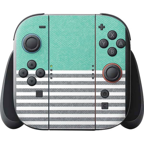 Teal and Grey Stripes Nintendo Switch 2 (2025) with Joy-Con Skin