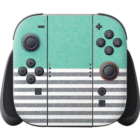 Teal and Grey Stripes Nintendo Skins