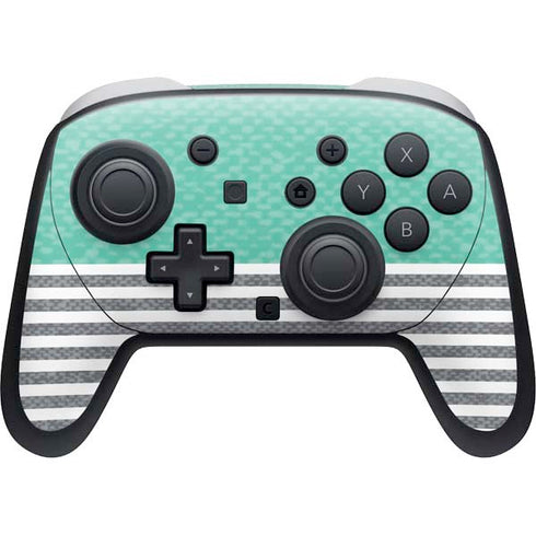 Teal and Grey Stripes Nintendo Skins