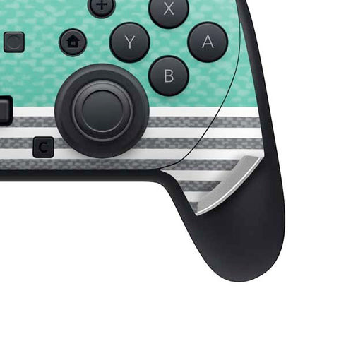 Teal and Grey Stripes Nintendo Switch 2 (2025) Pro Controller Skin