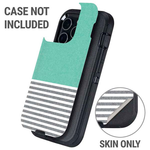 Teal and Grey Stripes Otterbox Defender iPhone Skin