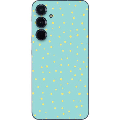 Teal and Yellow Polka Dots Galaxy A55 5G Skin
