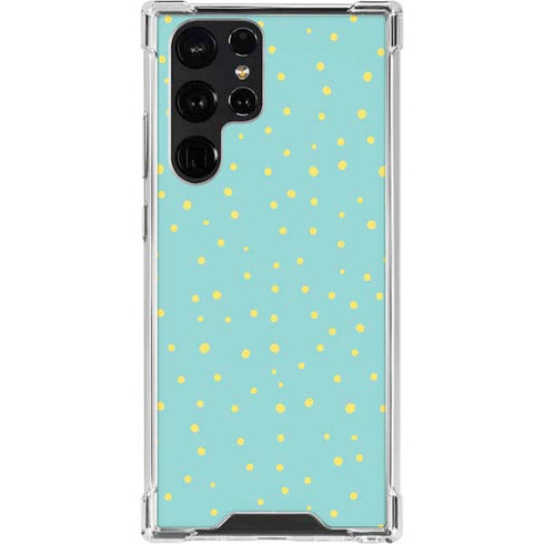 Teal and Yellow Polka Dots Galaxy S23 Ultra Clear Case