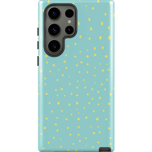Teal and Yellow Polka Dots Galaxy S23 Ultra Pro Case