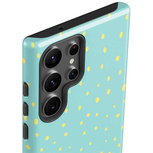 Teal and Yellow Polka Dots Galaxy S23 Ultra Pro Case