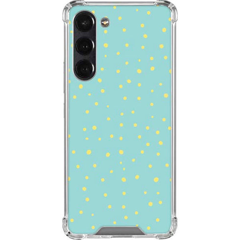 Teal and Yellow Polka Dots Galaxy S24 FE Clear Case