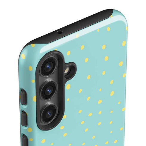 Teal and Yellow Polka Dots Galaxy S25 Impact Case