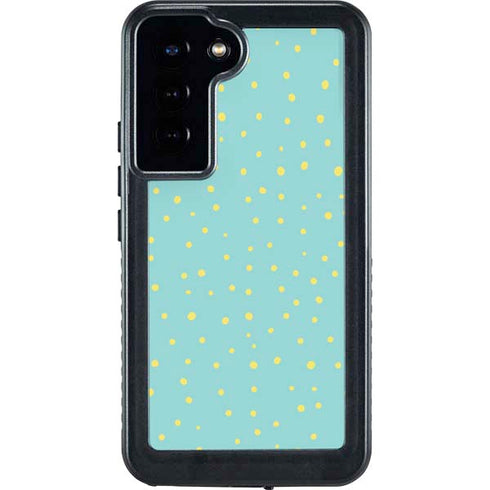Teal and Yellow Polka Dots Galaxy S24 Plus Waterproof Case