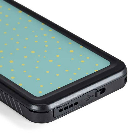 Teal and Yellow Polka Dots Galaxy S24 Plus Waterproof Case