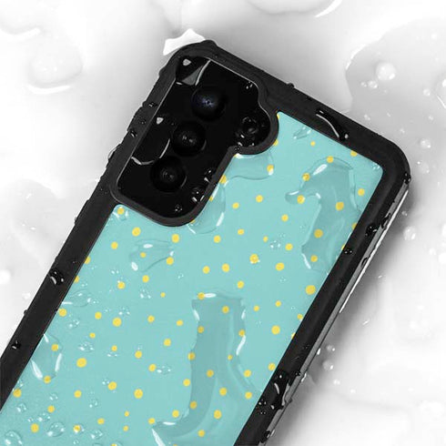 Teal and Yellow Polka Dots Galaxy S24 Plus Waterproof Case