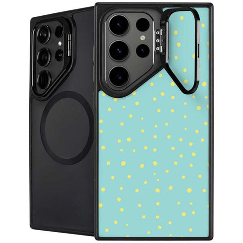 Teal and Yellow Polka Dots Galaxy S24 Ultra Kickstand Case