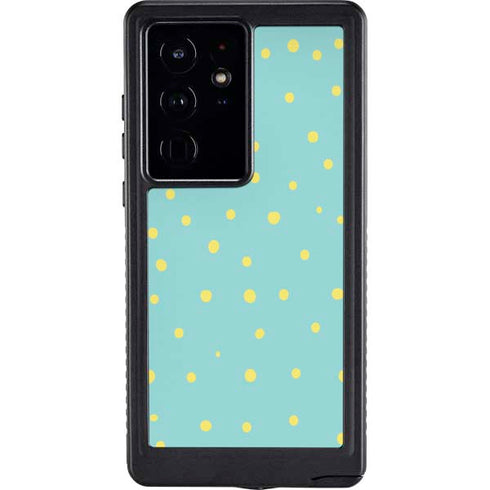 Teal and Yellow Polka Dots Galaxy S24 Ultra Waterproof Case