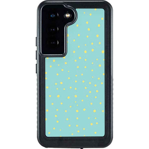 Teal and Yellow Polka Dots Galaxy S24 Waterproof Case