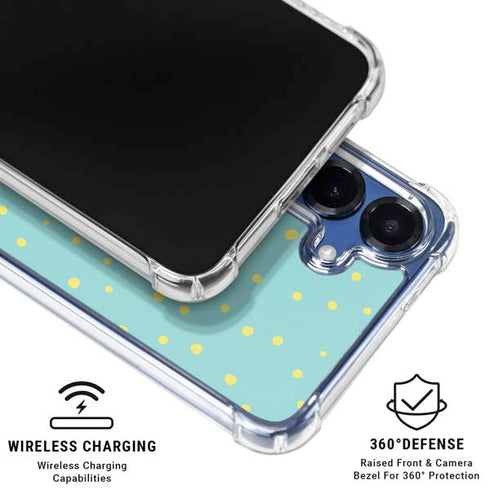 Teal and Yellow Polka Dots Galaxy S25 Plus Clear Case