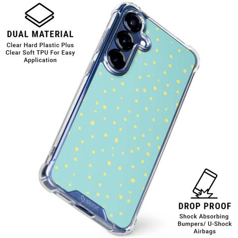 Teal and Yellow Polka Dots Galaxy S25 Plus Clear Case
