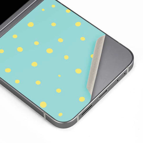 Teal and Yellow Polka Dots Galaxy Z Flip6 Skin