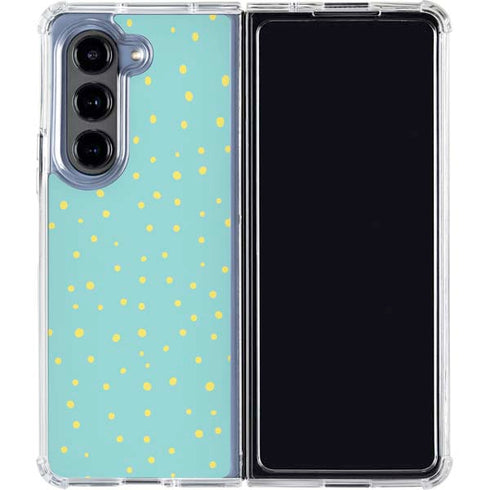 Teal and Yellow Polka Dots Galaxy Z Fold5 5G Clear Case