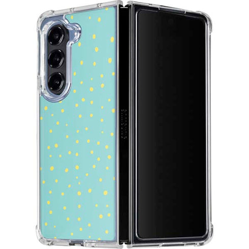 Teal and Yellow Polka Dots Galaxy Z Fold5 5G Clear Case