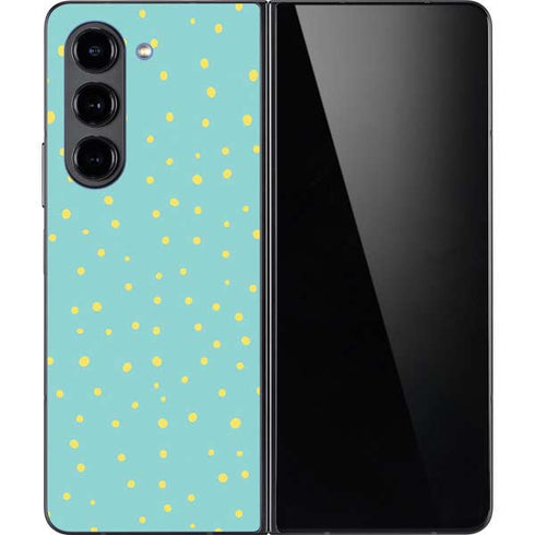Teal and Yellow Polka Dots Galaxy Z Fold5 5G Skin