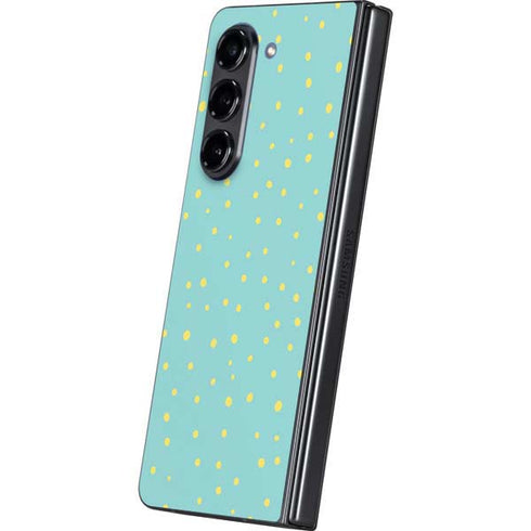 Teal and Yellow Polka Dots Galaxy Z Fold5 5G Skin