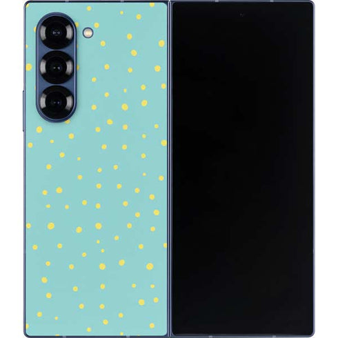 Teal and Yellow Polka Dots Galaxy Z Fold6 Skin
