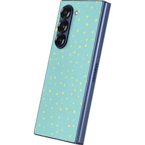 Teal and Yellow Polka Dots Galaxy Z Fold6 Skin
