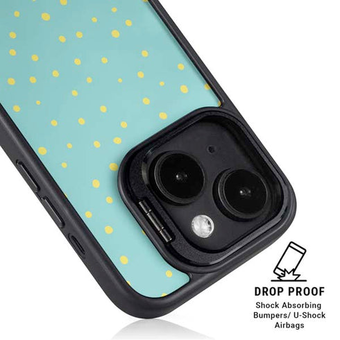 Teal and Yellow Polka Dots iPhone 13 Kickstand Case