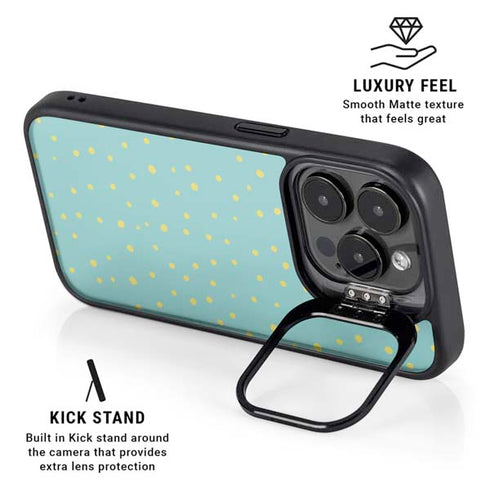 Teal and Yellow Polka Dots iPhone 13 Pro Kickstand Case