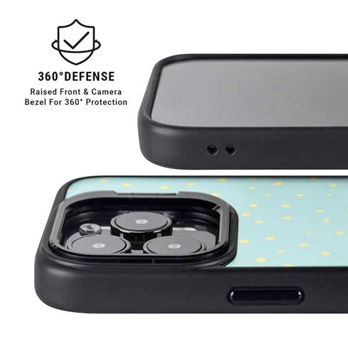 Teal and Yellow Polka Dots iPhone 13 Pro Kickstand Case