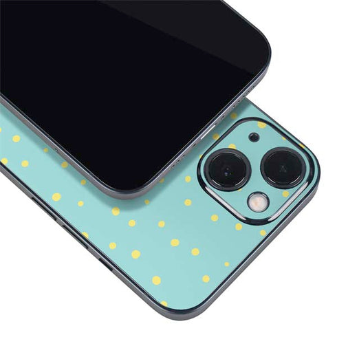 Teal and Yellow Polka Dots iPhone Skins