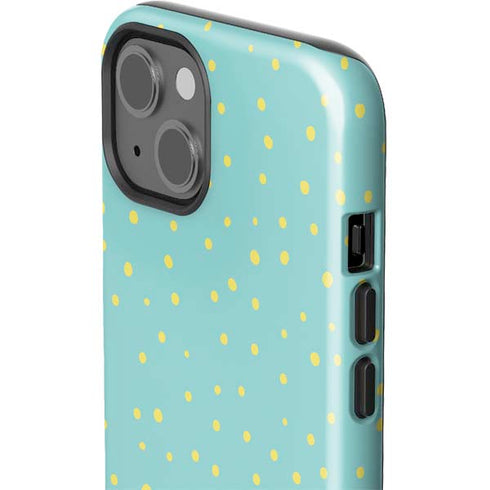 Teal and Yellow Polka Dots iPhone 15 Impact Case
