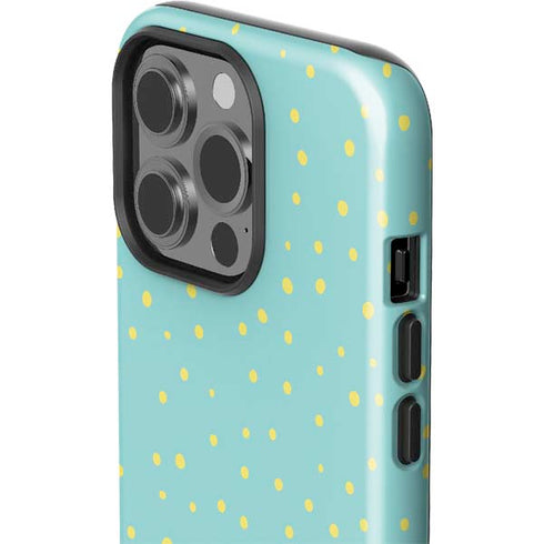 Teal and Yellow Polka Dots iPhone 15 Pro Impact Case