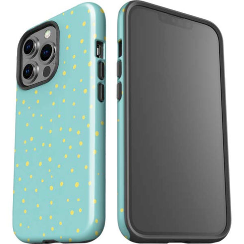 Teal and Yellow Polka Dots iPhone 15 Pro Impact Case