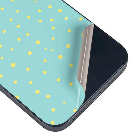 Teal and Yellow Polka Dots iPhone 15 Skin