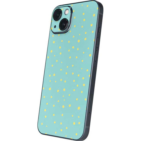 Teal and Yellow Polka Dots iPhone 15 Skin