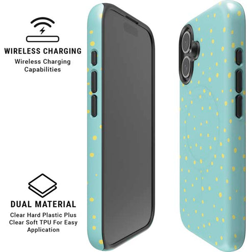 Teal and Yellow Polka Dots iPhone 16 Magsafe Impact Case