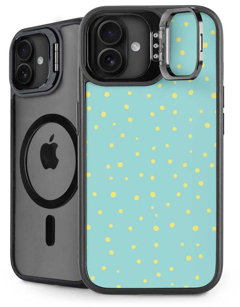 Teal and Yellow Polka Dots iPhone 16 Plus Kickstand Case