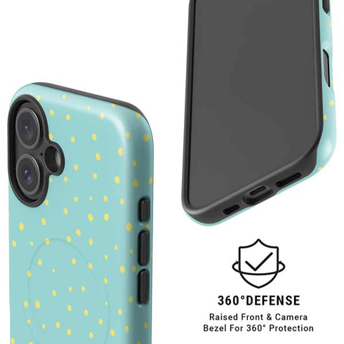 Teal and Yellow Polka Dots iPhone 16 Plus Magsafe Impact Case