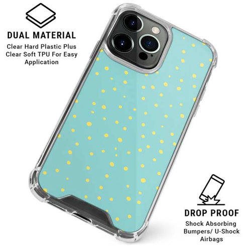 Teal and Yellow Polka Dots iPhone 16 Pro Clear Case