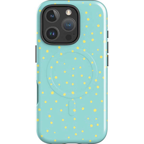 Teal and Yellow Polka Dots iPhone 16 Pro Magsafe Impact Case