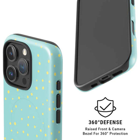Teal and Yellow Polka Dots iPhone 16 Pro Magsafe Impact Case