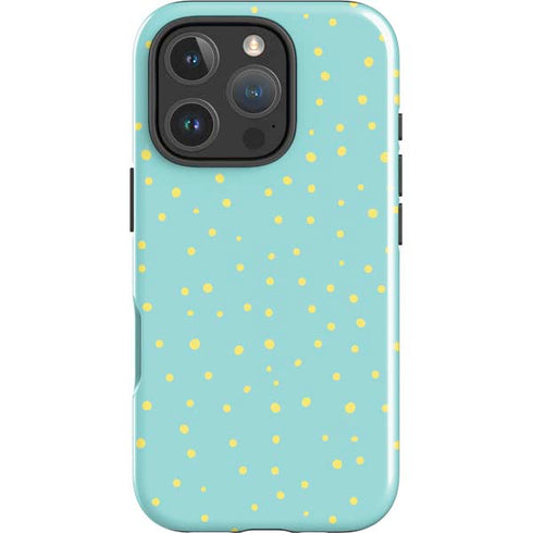 Teal and Yellow Polka Dots iPhone 16 Pro Max Impact Case