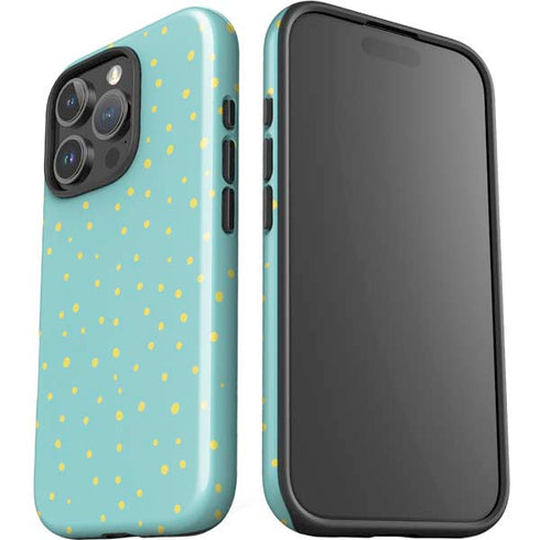 Teal and Yellow Polka Dots iPhone 16 Pro Max Impact Case