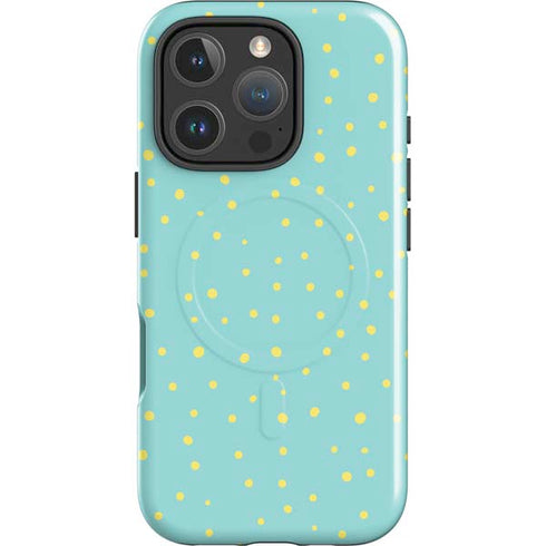 Teal and Yellow Polka Dots iPhone 16 Pro Max Magsafe Impact Case