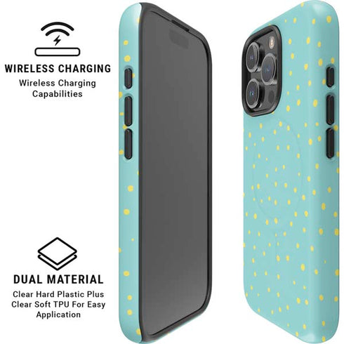 Teal and Yellow Polka Dots iPhone 16 Pro Max Magsafe Impact Case